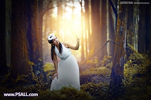 Photoshop给森林人像添加暖色逆光效果图教程