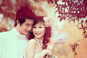 Photoshop褐色甜美的古典婚纱照片处理教程