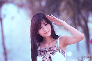 Photoshop紫蓝色学生装美女照片调色处理教程