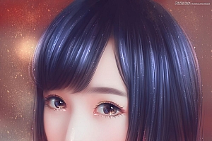 Photoshop制作唯美转手绘效果的室内美女照片
