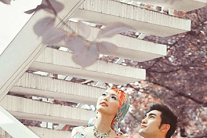 Photoshop打造红褐色外景情侣写真照片教程