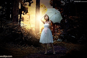 Photoshop调色制作夕阳美景效果的外景果子照片