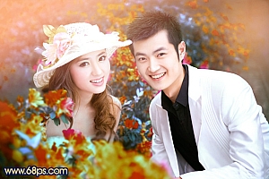 Photoshop唯美阳光色彩的情侣照片美化教程