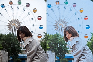 Photoshop调出日系蓝色效果外景人像照片教程