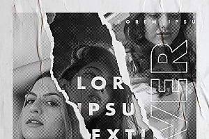 Photoshop制作撕纸特效效果的人像海报图片设计教程