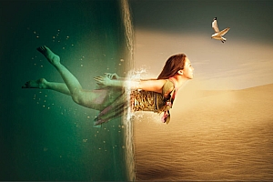 Photoshop合成人像海底穿越的唯美场景效果