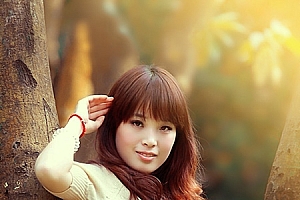 PS调出黄褐色树林女孩写真图片处理教程