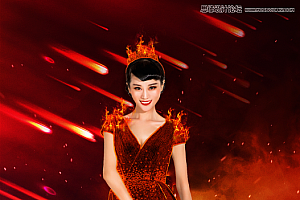 Photoshop制作绚丽火焰特效的内景婚纱照片