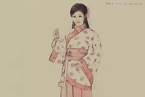 PS制作古典风格的工笔画效果的美女图片