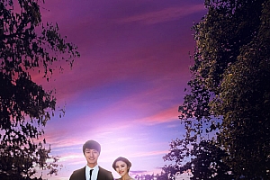 Photoshop给外景婚片添加唯美的夕阳背景效果