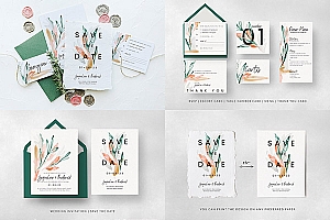 树叶元素婚礼请柬套装