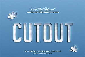 纸张剪裁镂空效果立体字