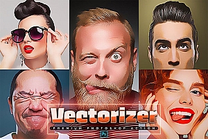 矢量化卡通绘画PS动作