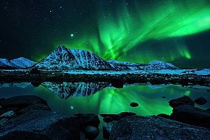 黑夜北极光图片壁纸