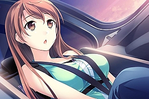车后座的动漫少女桌面壁纸