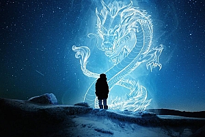 梦幻巨龙人物唯美动漫场景电脑壁纸