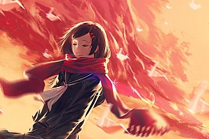戴围巾的女孩动漫桌面壁纸