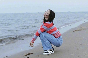 海边袁姗姗图片壁纸写真