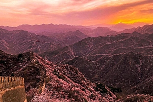 长城日落图片高清风景桌面壁纸