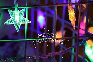 唯美平安夜彩灯电脑背景图片