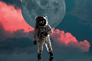 月亮背景宇航员图片高清壁纸下载