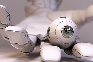 机械手拿着机械眼球的创意科技壁纸图片