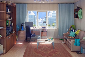 阳光客厅摆设动漫卡通壁纸