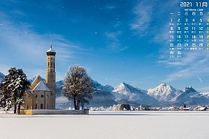 阿尔卑斯山雪景11月桌面壁纸