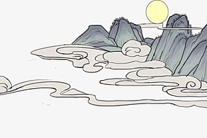 淡彩国画风格云纹