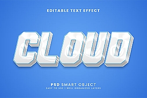 蓝色描边立体字