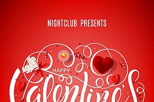 花饰英文情人节海报