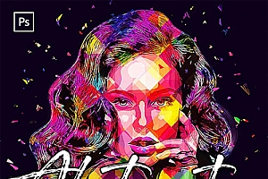 几何色块拼贴效果PS动作