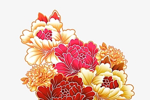 国潮牡丹花元素