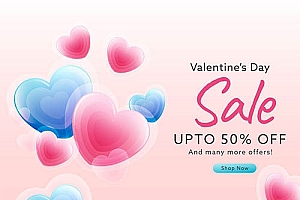 情人节桃心礼物盒促销海报