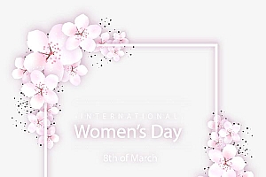 妇女节粉色花朵装饰