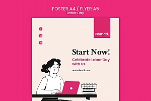 劳动节插画广告