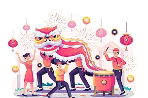 春节新年banner插画