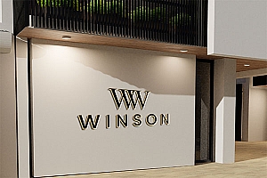 墙壁上的立体标志样机