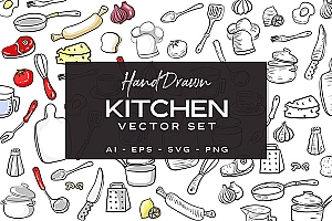 厨房用具手绘矢量元素