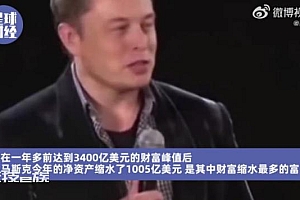 马斯克恐失去世界首富位置:损失超1000亿美元