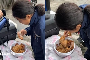 女儿1个电话爸爸骑车20公里送鸡腿:女儿一口气吃了仨