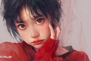 红衣女孩高清绘画壁纸