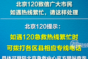 北京120:如遇热线繁忙 请这样处理!请大家注意生活规律控制血压血糖