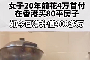 女子4万首付买的房子净升值近千万 网友:20年前的4万元是什么概念