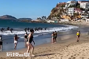 墨西哥特种部队突然现身海滩:队员持枪从水中冒出,游客纷纷躲避