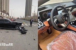 男子新买百万奔驰被朋友借走撞烂:还没上牌