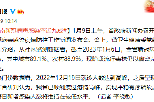 河南感染率近九成 已渡过疫情高峰  但处于重症救治高峰要确保农村疫情平稳渡过