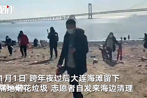 跨年夜后海滩留下满地烟花垃圾 200多米海岸线清理出上千斤垃圾