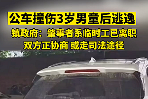 官方回应公务车撞伤男童司机逃逸 又是临时工3岁男童何其冤