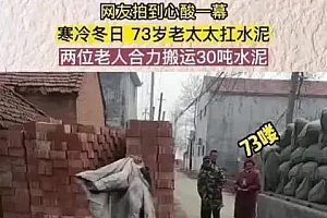 7旬老太扛水泥赚钱 村委会称系自愿 老人定期体检
